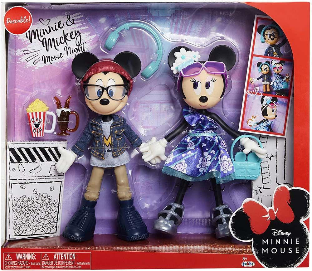 Disney Minnie And Mickey Movie Night Doll 2 Pack Playset