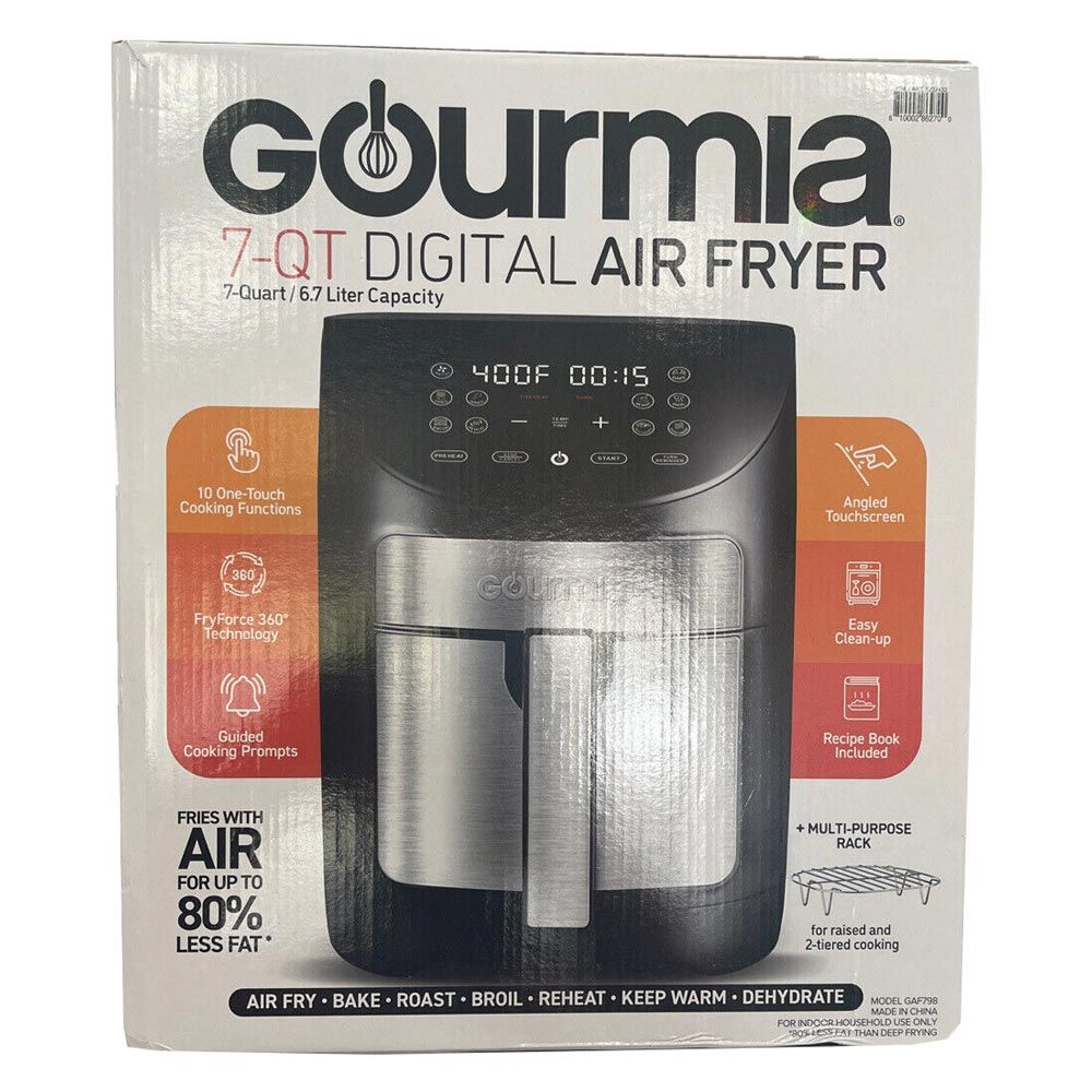 Gourmia Gaf798 7 Quart Digital Air Fryer 10 One-Touch Cooking Functions