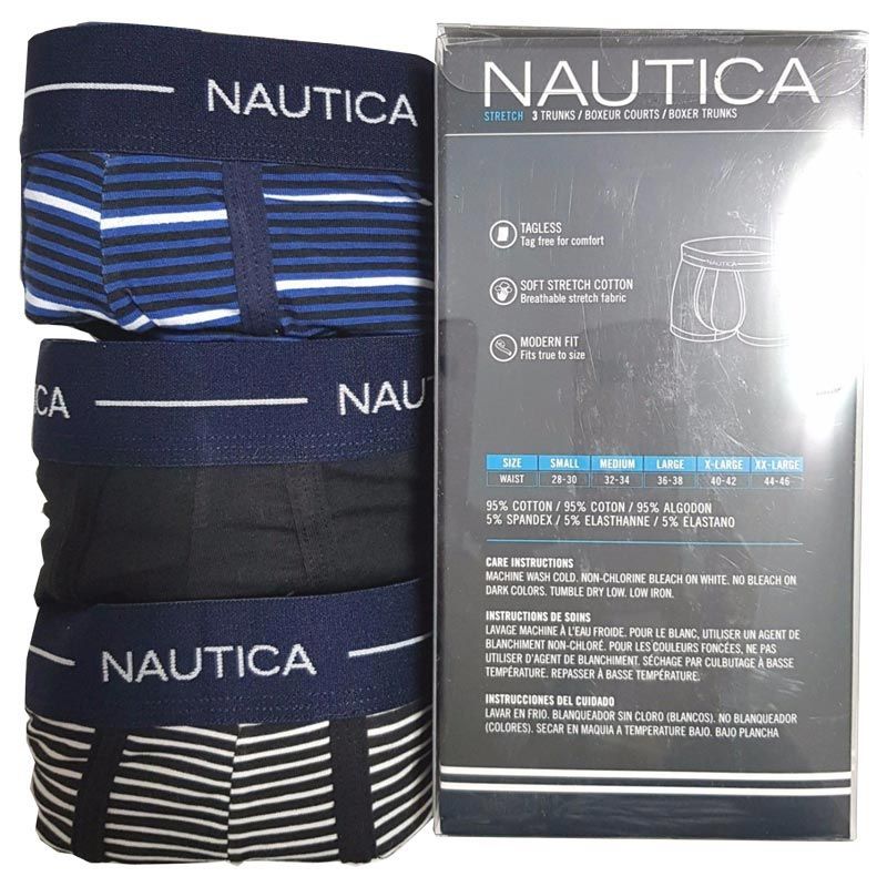 Nautica Cotton Stretch 3-pack Boxer Briefs in Blue for Men