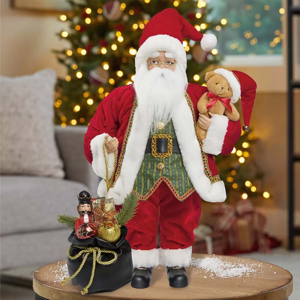 Baccarat Crystal Santa Claus with Holiday Gift buying Figurine, Vintage Jolly St. Nick Holding Present Sculpture, Christmas Decoration